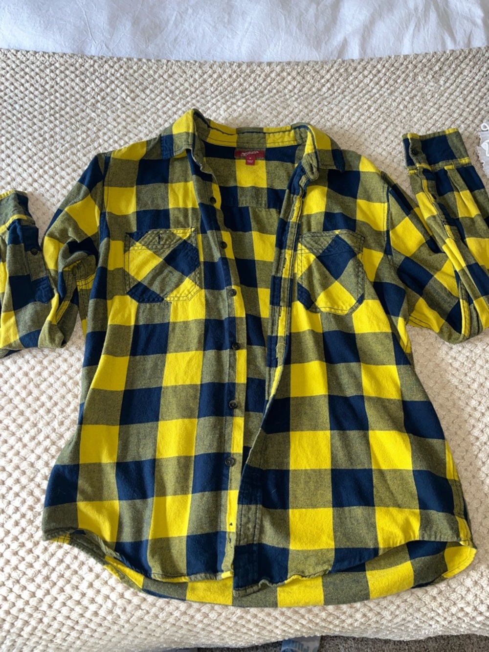Men’s Yellow & Navy Plaid Button-Up Shirt